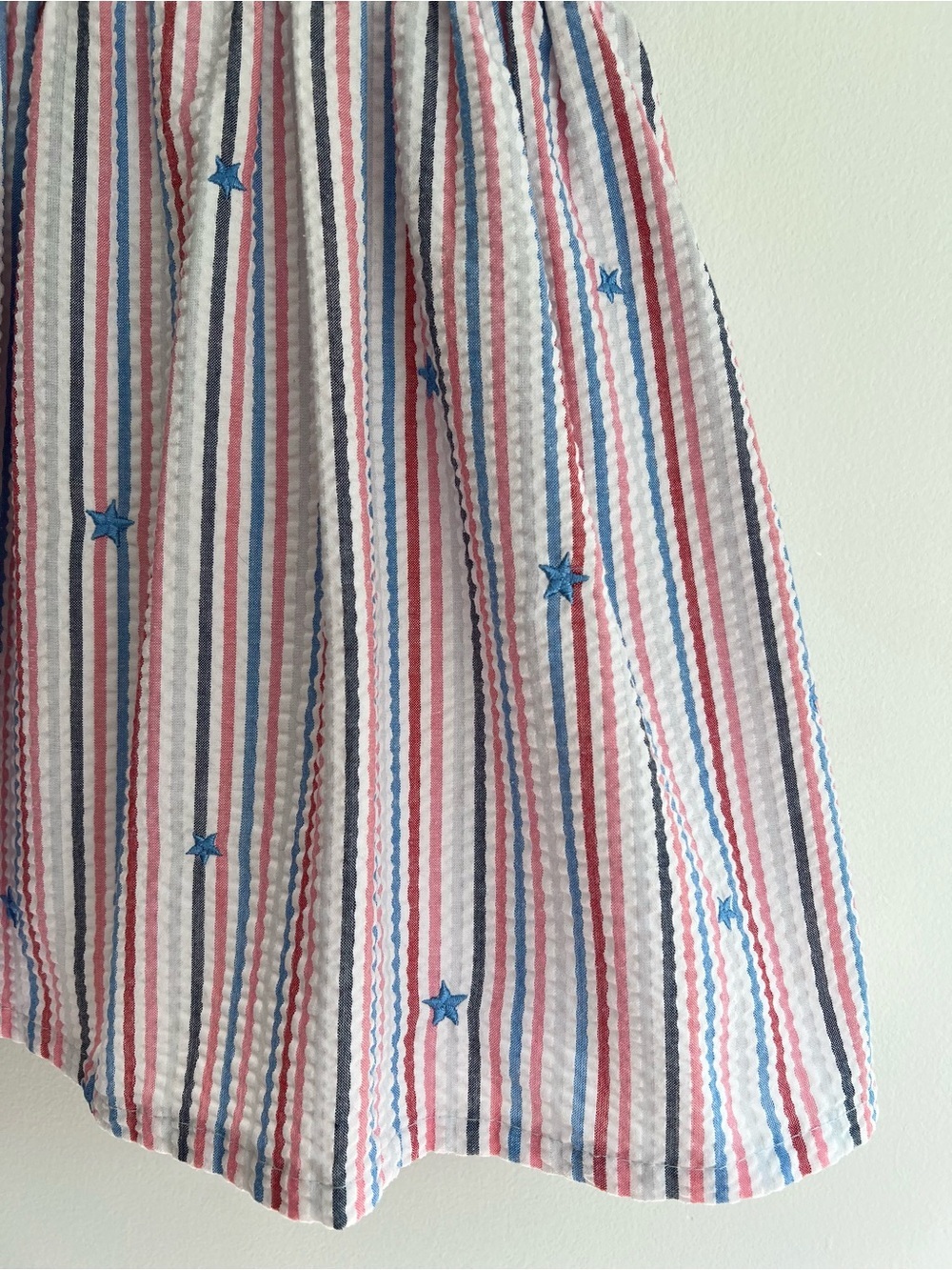 Cat & Jack Red, White, & Blue Striped Patriotic Ruffle Dress | Girls S (6/6X) - Picture 4 of 9